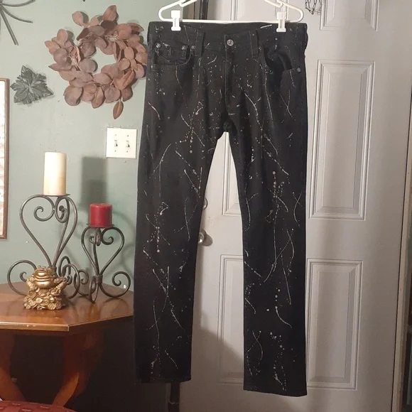True Religion men's splattered skinny jeans - Picture 1 of 8